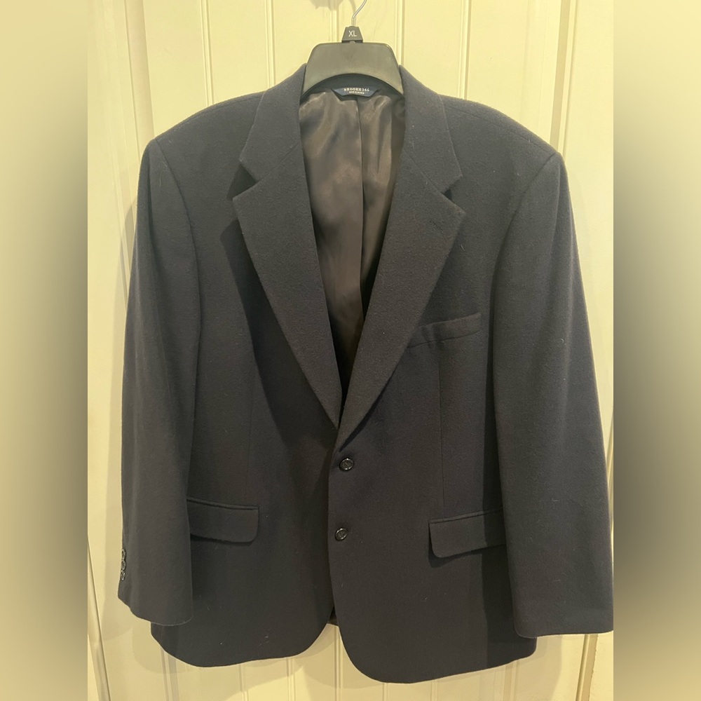 Brooks 346 Navy Camelhair Men's Blazer 46R